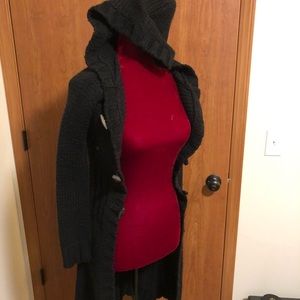 Ladies warm black hooded sweater